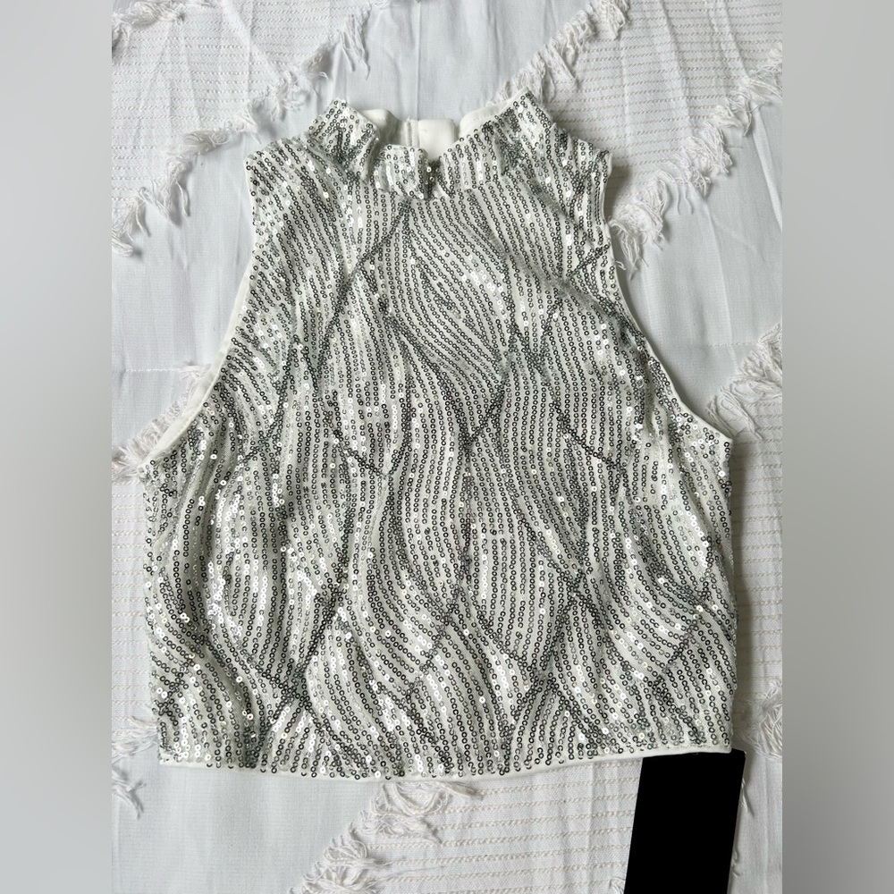 Silver Sequin Crop Top BRAND NEW SHEIN Small